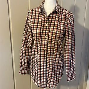 Madewell XSmall pink, blue & gold plaid shirt, 100% cotton, super soft